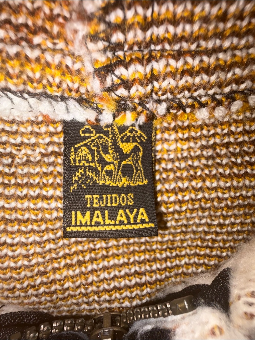 Vintage 90s Tejidos Imalaya Wool Wolf Dreamcatcher Hooded Full Zip Sweater L/XL - Picture 4 of 12